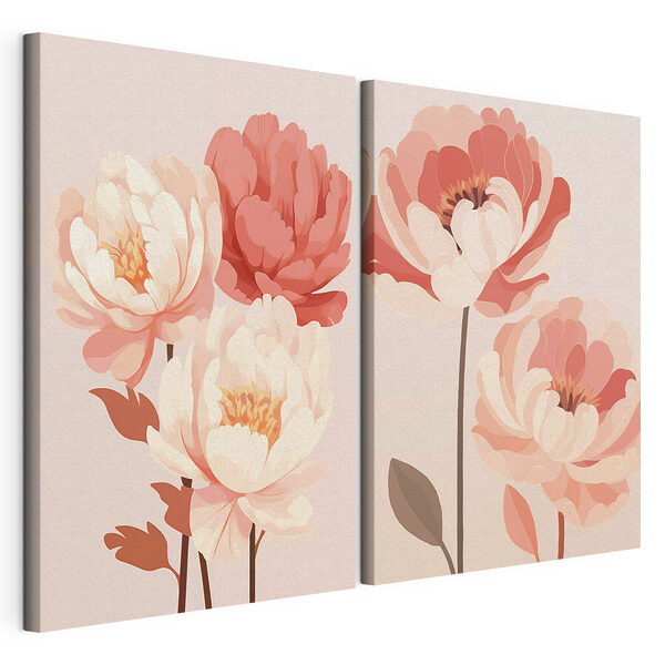 Lámina modular sobre lienzo Preciosas flores en tonos suaves