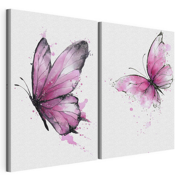 Lámina modular sobre lienzo Dos mariposas con alas rosas (SKU: m00863) Lámina modular sobre lienzo Lámina modular sobre lienzo Dos mariposas con alas rosas (SKU: m00863)