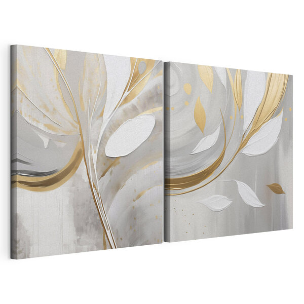 Elegante obra de arte abstracta de inspiración floral Lámina modular sobre lienzo Elegante obra de arte abstracta de inspiración floral