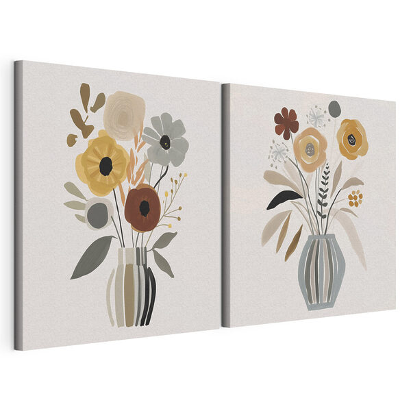 Cuadro de flores en un jarrón Lámina modular sobre lienzo Cuadro de flores en un jarrón