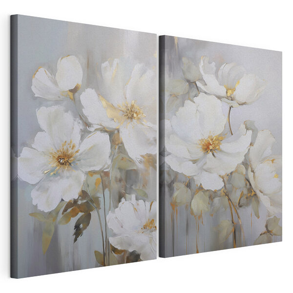 Lámina modular sobre lienzo Cuadro de flores blancas