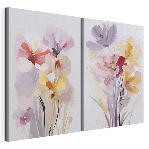 Cuadro de flores sobre fondo blanco Lámina modular sobre lienzo Cuadro de flores sobre fondo blanco