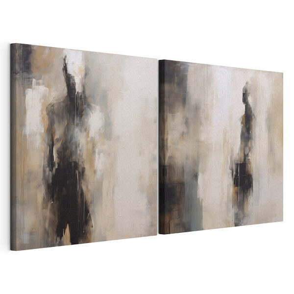 Cuadro de una pared blanca y marrón Lámina modular sobre lienzo Cuadro de una pared blanca y marrón