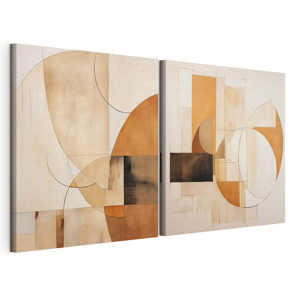 Dos obras de arte Lámina modular sobre lienzo Dos obras de arte
