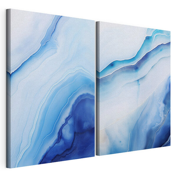 Ondas fluidas de tonos azul oscuro Lámina modular sobre lienzo Ondas fluidas de tonos azul oscuro