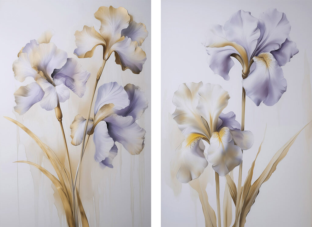 Elegant irises in soft hues Elegant irises in soft hues