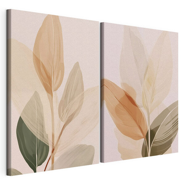 Diseño minimalista de hojas inspirado en la naturaleza Lámina modular sobre lienzo Diseño minimalista de hojas inspirado en la naturaleza