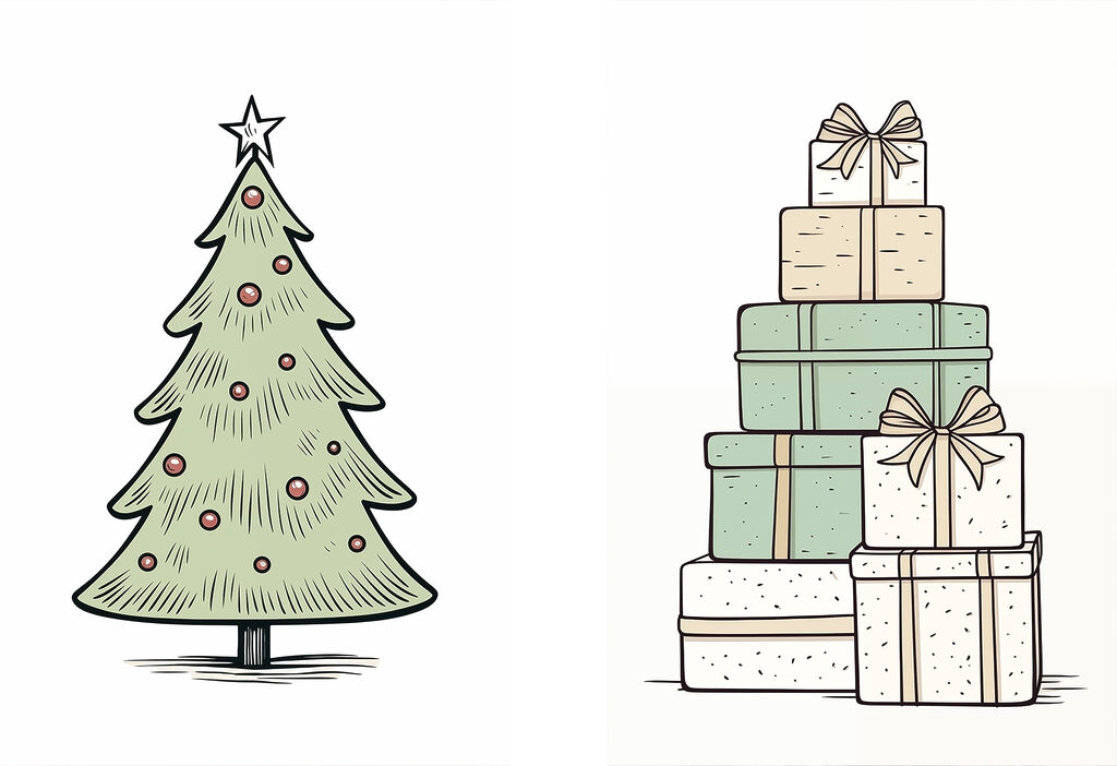 Christmas tree and presents Christmas tree and presents