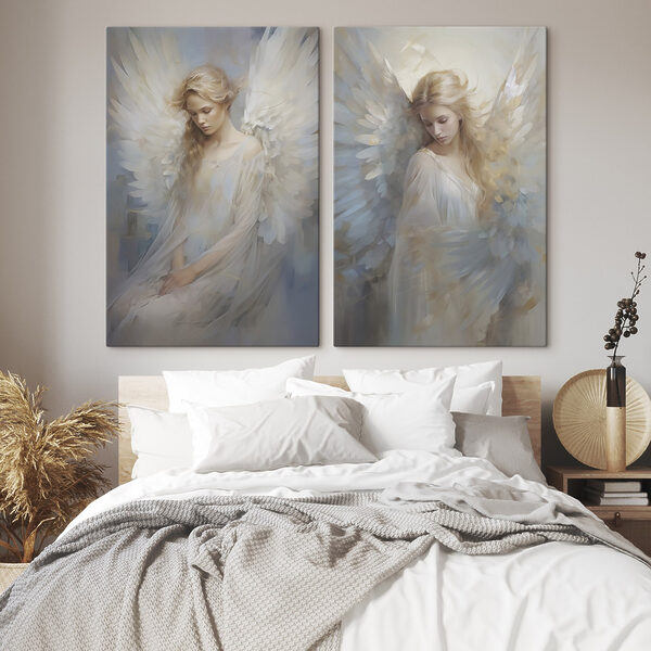 Woman with wings in a white dress Woman with wings in a white dress