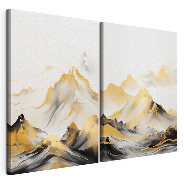 Cuadro de montañas y olas Lámina modular sobre lienzo Cuadro de montañas y olas