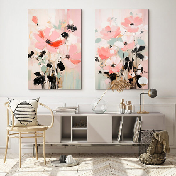 Painting of flowers on a white background Painting of flowers on a white background