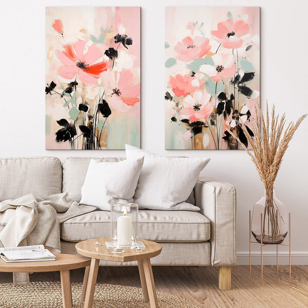 Painting of flowers on a white background Painting of flowers on a white background