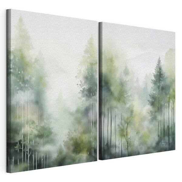Cuadro de árboles en la niebla Lámina modular sobre lienzo Cuadro de árboles en la niebla