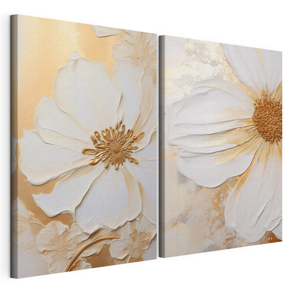 Elegantes diseños florales en tonos suaves Lámina modular sobre lienzo Elegantes diseños florales en tonos suaves