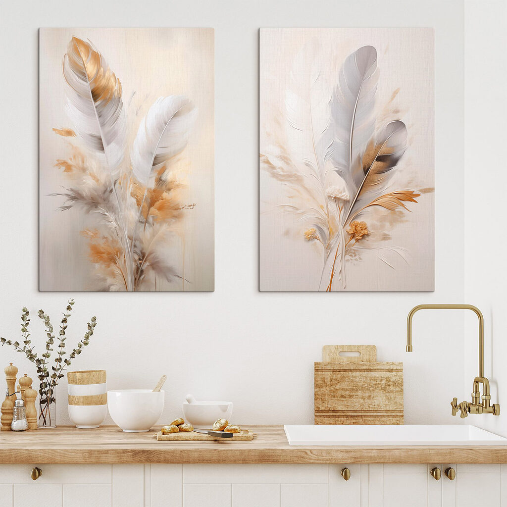 Painting of feathers and flowers