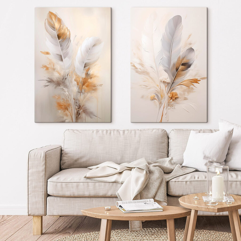 Painting of feathers and flowers
