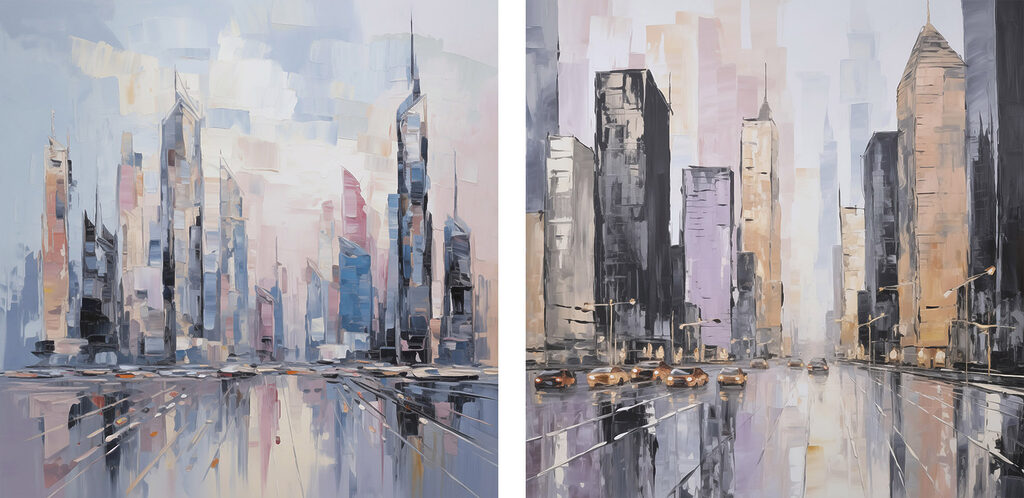 Painting of a city Painting of a city