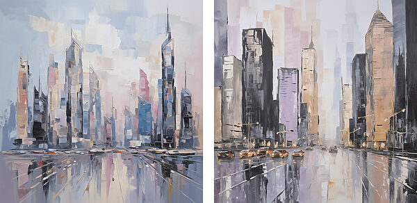 Painting of a city Painting of a city