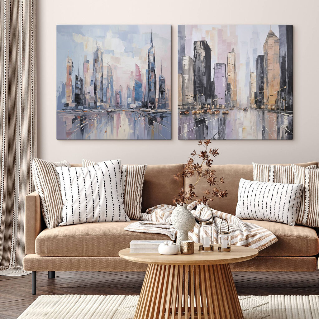 Painting of a city Painting of a city