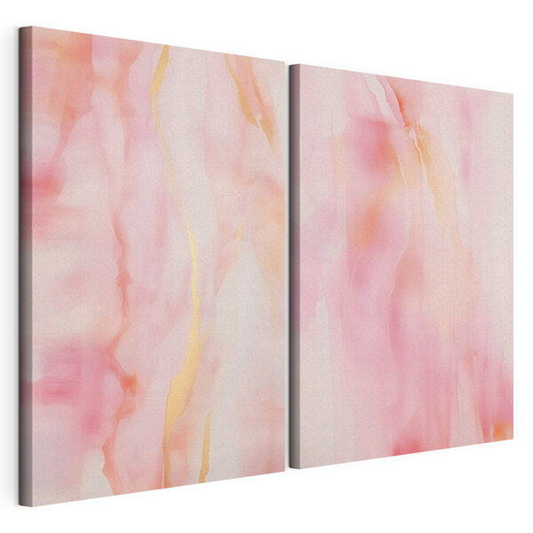 Exposición de obras de arte abstractas con motivos de fluidos rosas Lámina modular sobre lienzo Exposición de obras de arte abstractas con motivos de fluidos rosas