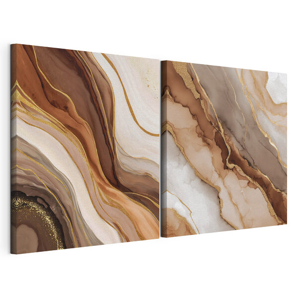 Capas fluidas en tonos tierra Lámina modular sobre lienzo Capas fluidas en tonos tierra