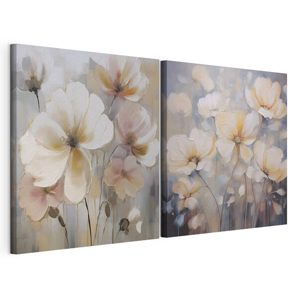 Delicadas flores en tonos suaves Lámina modular sobre lienzo Delicadas flores en tonos suaves