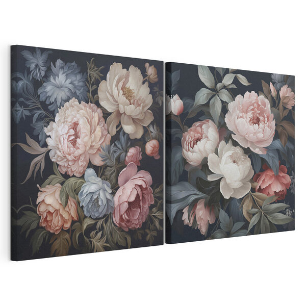 Elegancia floral en tonos suaves Lámina modular sobre lienzo Elegancia floral en tonos suaves