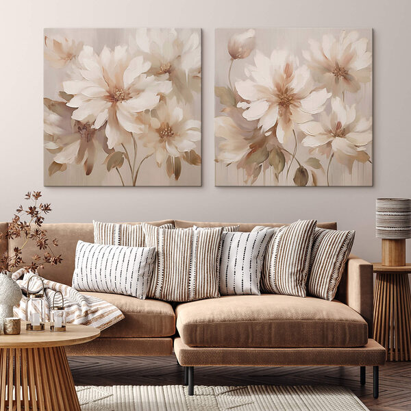 Painting of flowers on a beige background Painting of flowers on a beige background