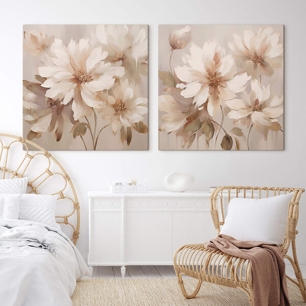 Painting of flowers on a beige background Painting of flowers on a beige background