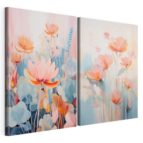 Pintura de flores y plantas Lámina modular sobre lienzo Pintura de flores y plantas