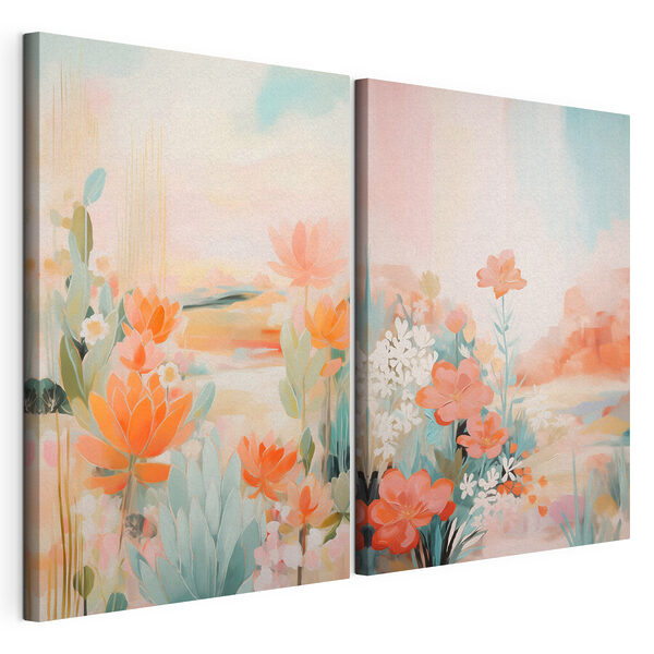 Pintura de flores y plantas Lámina modular sobre lienzo Pintura de flores y plantas