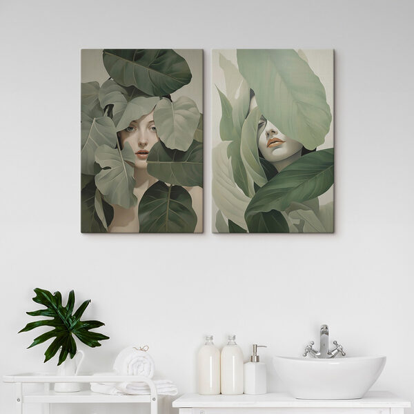 Woman's face surrounded by leaves Woman's face surrounded by leaves