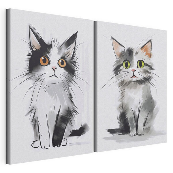 Dibujo de un gato Lámina modular sobre lienzo Dibujo de un gato