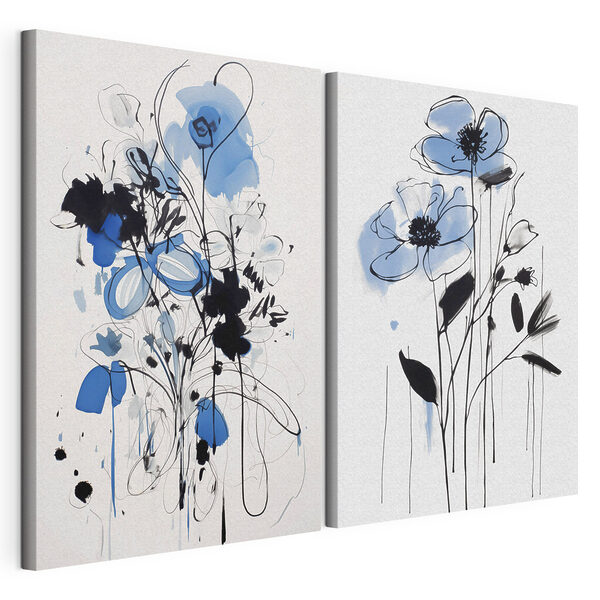 Lámina modular sobre lienzo Cuadro de flores pintado con pintura negra y azul (SKU: m01222) Lámina modular sobre lienzo Lámina modular sobre lienzo Cuadro de flores pintado con pintura negra y azul (SKU: m01222)