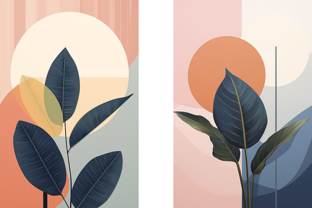 - Lush leaves against vibrant backgrounds - Lush leaves against vibrant backgrounds