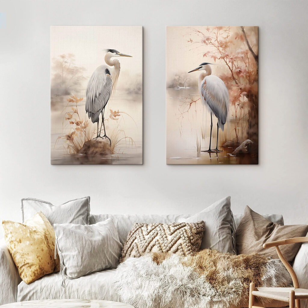 Two birds standing on a rock in water Two birds standing on a rock in water