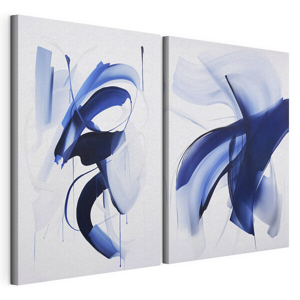 Dos imágenes de pintura azul Lámina modular sobre lienzo Dos imágenes de pintura azul