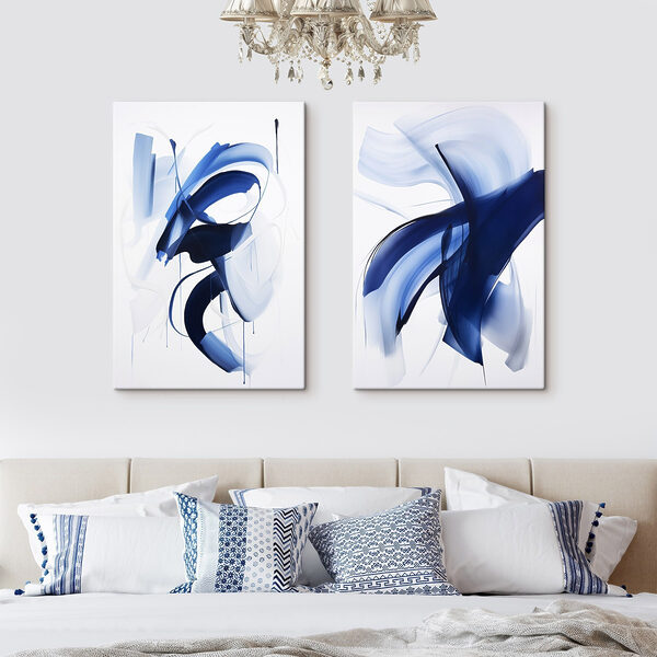 Lámina modular sobre lienzo Dos imágenes de pintura azul (SKU: m01240)