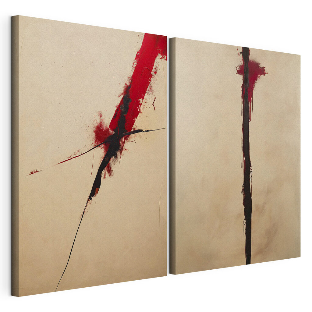 Painting of a red and black line