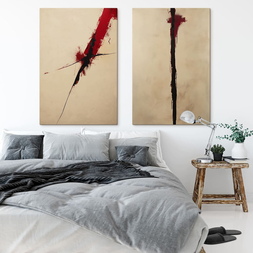 Painting of a red and black line
