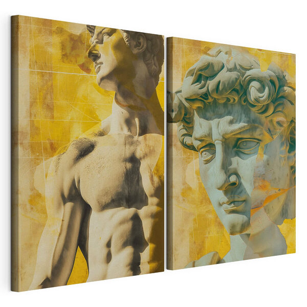 Collage de una estatua Lámina modular sobre lienzo Collage de una estatua