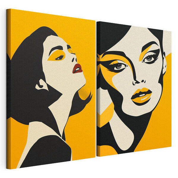 Mujer con maquillaje amarillo Lámina modular sobre lienzo Mujer con maquillaje amarillo