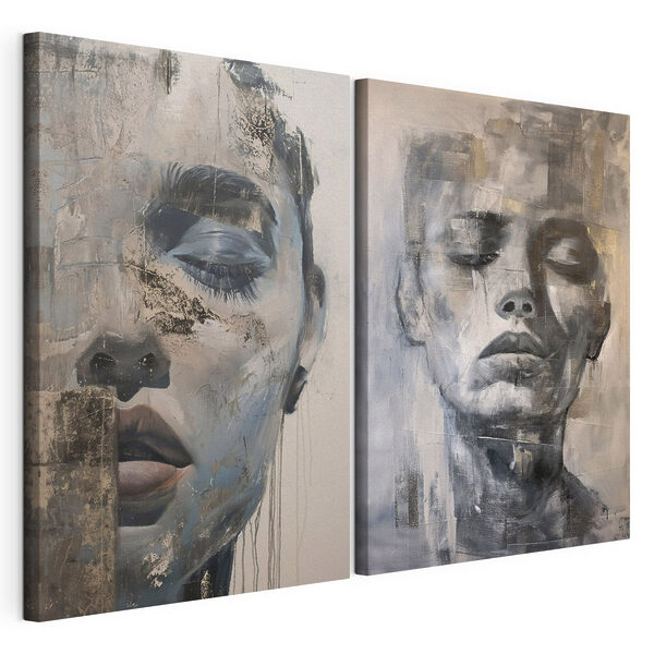 Cuadro que representa el rostro de una mujer Lámina modular sobre lienzo Cuadro que representa el rostro de una mujer