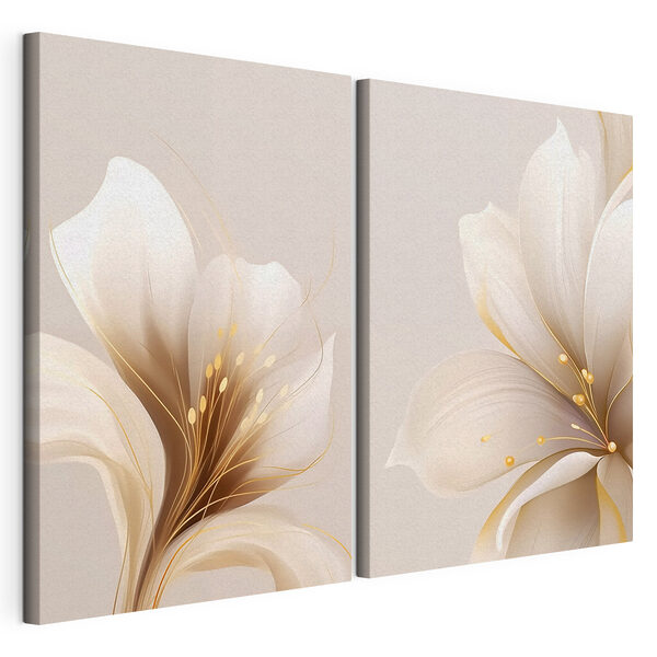 Elegantes motivos florales en tonos suaves Lámina modular sobre lienzo Elegantes motivos florales en tonos suaves