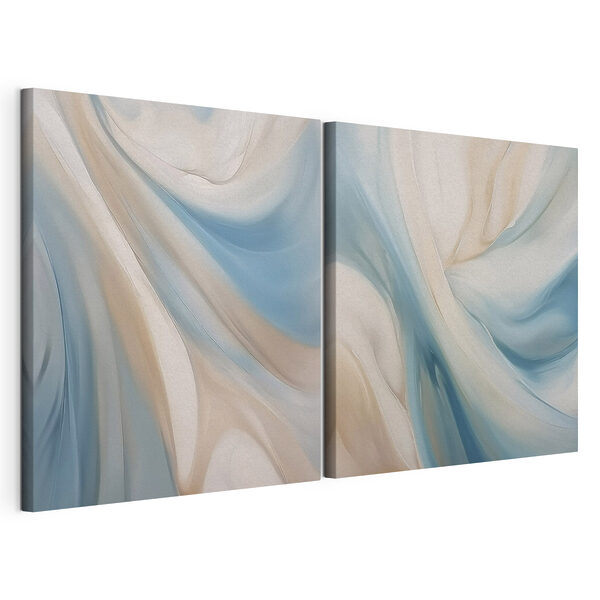 Suaves remolinos de azul y crema Lámina modular sobre lienzo Suaves remolinos de azul y crema