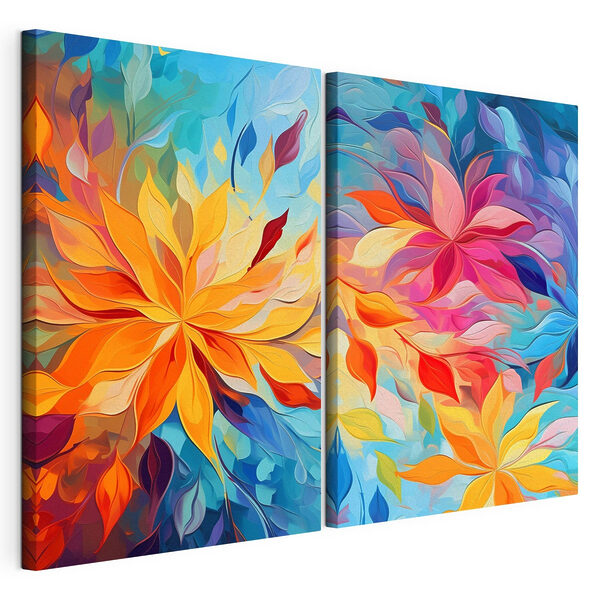 Lámina modular sobre lienzo Dos imágenes de flores