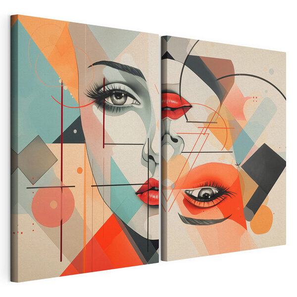 Collage del rostro de una mujer Lámina modular sobre lienzo Collage del rostro de una mujer