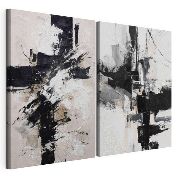Juego abstracto entre el blanco y el negro Lámina modular sobre lienzo Juego abstracto entre el blanco y el negro