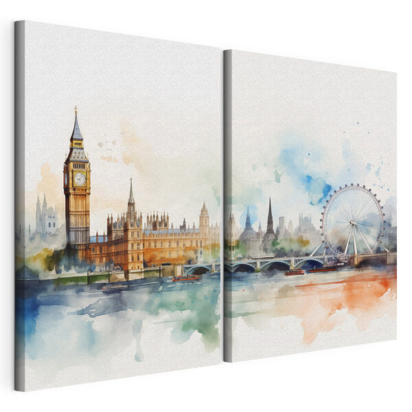 Watercolor of a city and a ferris wheel Watercolor of a city and a ferris wheel