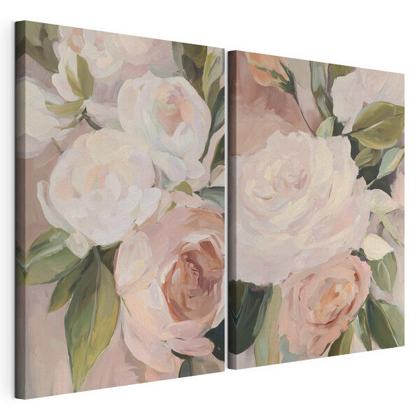 Delicadas flores en suaves tonos pastel Lámina modular sobre lienzo Delicadas flores en suaves tonos pastel